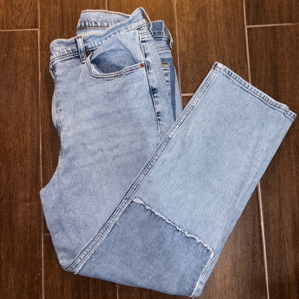 Patch Work Light Wash Denim Jeans